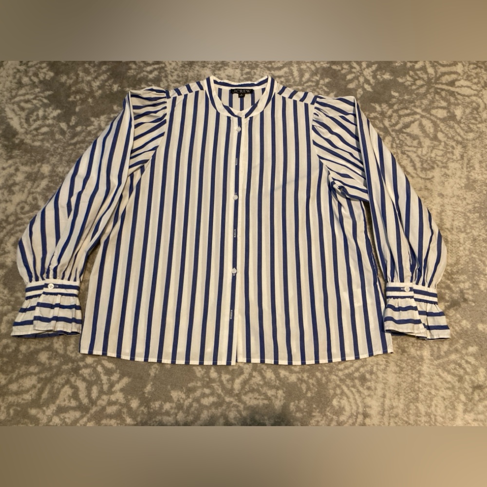 J. Crew Navy and White Striped Shirt